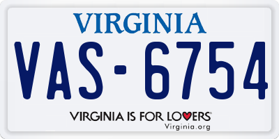 VA license plate VAS6754