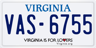 VA license plate VAS6755