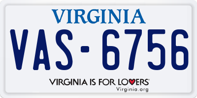 VA license plate VAS6756