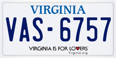 VA license plate VAS6757