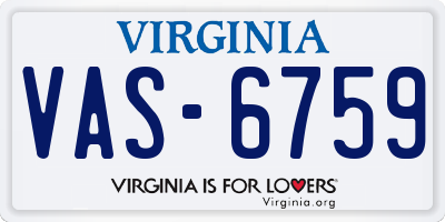 VA license plate VAS6759