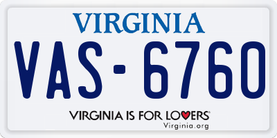 VA license plate VAS6760