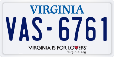 VA license plate VAS6761