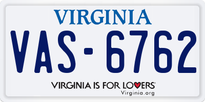 VA license plate VAS6762