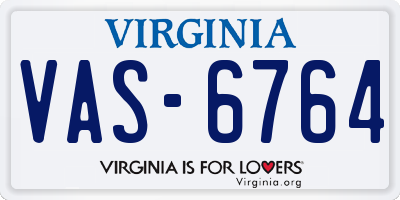 VA license plate VAS6764