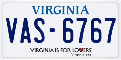 VA license plate VAS6767