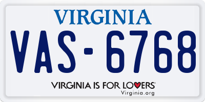 VA license plate VAS6768