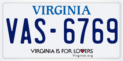 VA license plate VAS6769