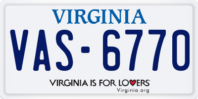 VA license plate VAS6770