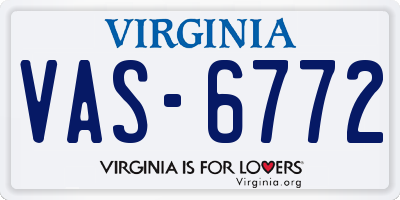 VA license plate VAS6772