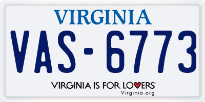 VA license plate VAS6773