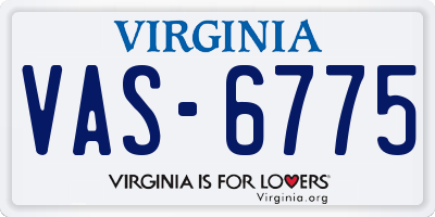 VA license plate VAS6775