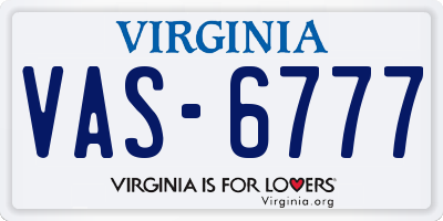 VA license plate VAS6777