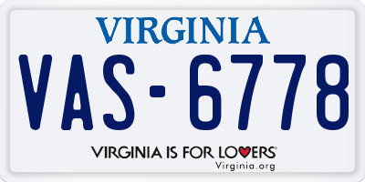 VA license plate VAS6778