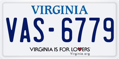 VA license plate VAS6779