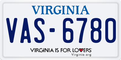 VA license plate VAS6780