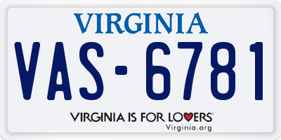 VA license plate VAS6781