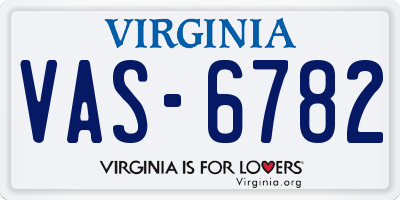 VA license plate VAS6782