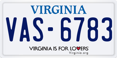 VA license plate VAS6783