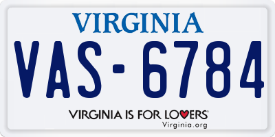 VA license plate VAS6784