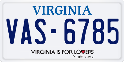 VA license plate VAS6785