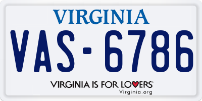 VA license plate VAS6786