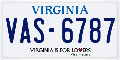 VA license plate VAS6787