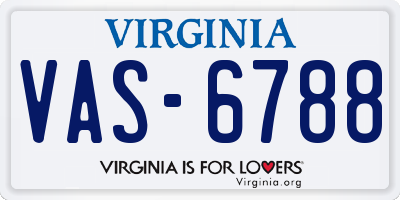 VA license plate VAS6788