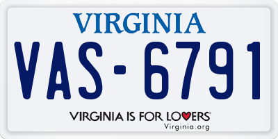 VA license plate VAS6791