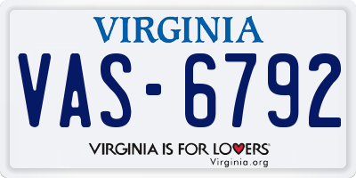 VA license plate VAS6792