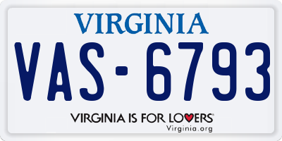 VA license plate VAS6793