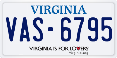 VA license plate VAS6795