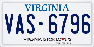 VA license plate VAS6796