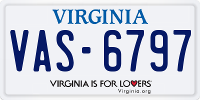 VA license plate VAS6797