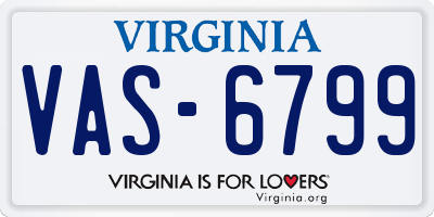 VA license plate VAS6799