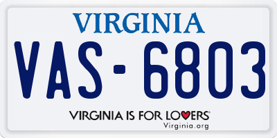 VA license plate VAS6803