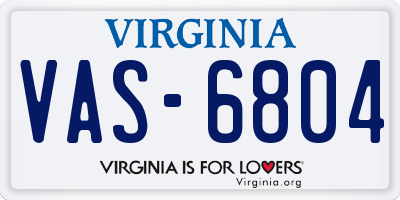 VA license plate VAS6804