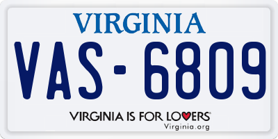 VA license plate VAS6809