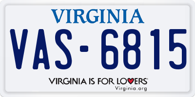 VA license plate VAS6815