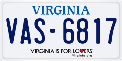 VA license plate VAS6817