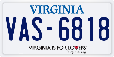 VA license plate VAS6818