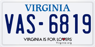 VA license plate VAS6819