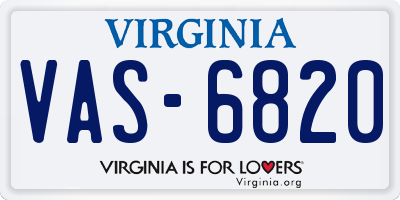 VA license plate VAS6820