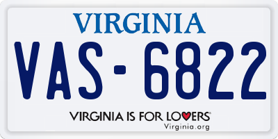 VA license plate VAS6822