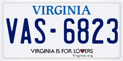 VA license plate VAS6823