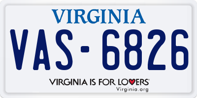 VA license plate VAS6826