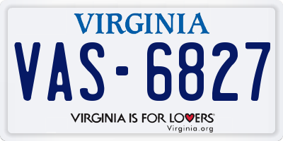 VA license plate VAS6827