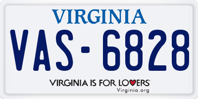 VA license plate VAS6828