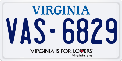 VA license plate VAS6829