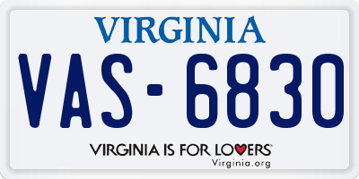 VA license plate VAS6830